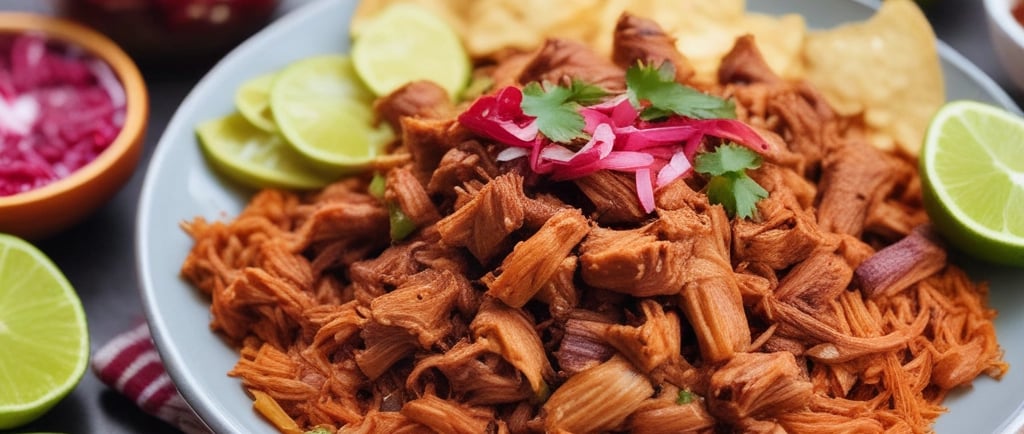 a plate of food that is on a table
