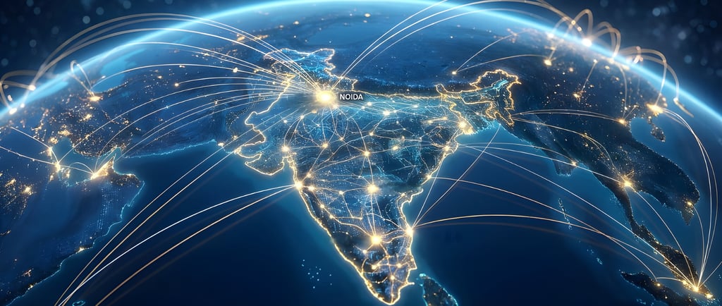 ndia as the emerging backbone of the global AI era with digital networks and tech innovation.