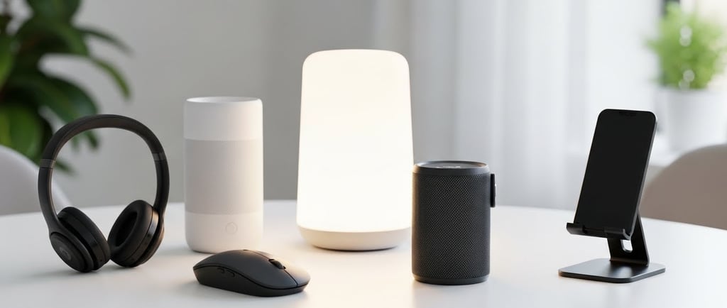 a table with a phone and a phone next to a lamp