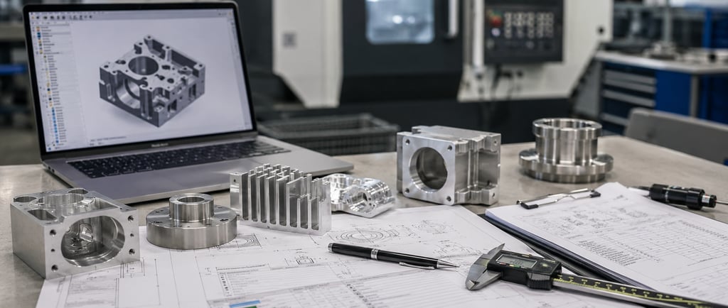 CNC machined parts, engineering drawings and inspection documents for supplier evaluation