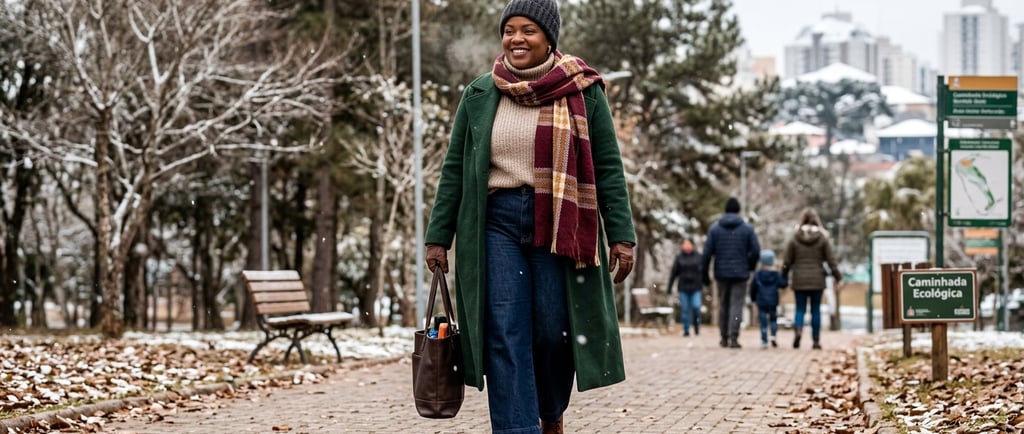 mulher com roupas de outono inverno moda plus size