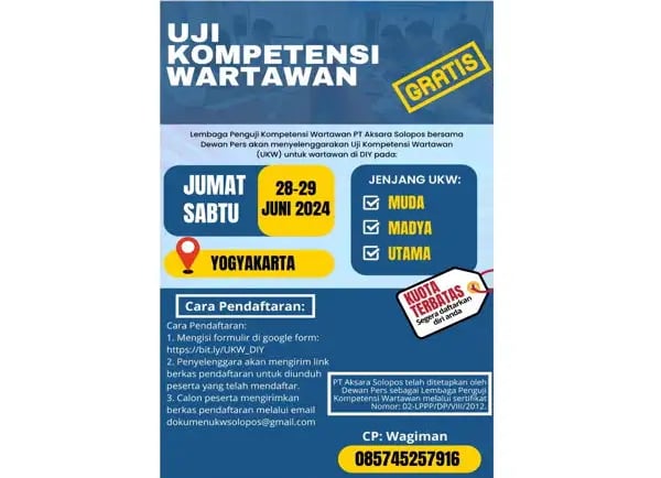 Dewan Pers dan Solopos menggelar UKW di 4 provinsi sepanjang tahun 2024. (Ist))