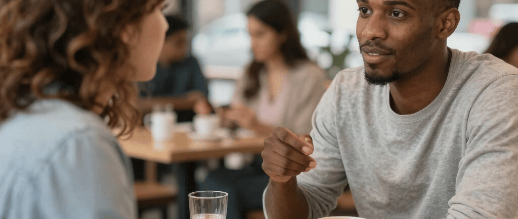 two people having a meaningful conversation