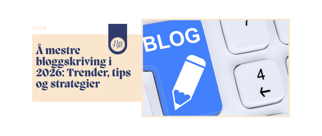 A keyboard with a blue blog icon key next to text about mastering blog writing and trends.