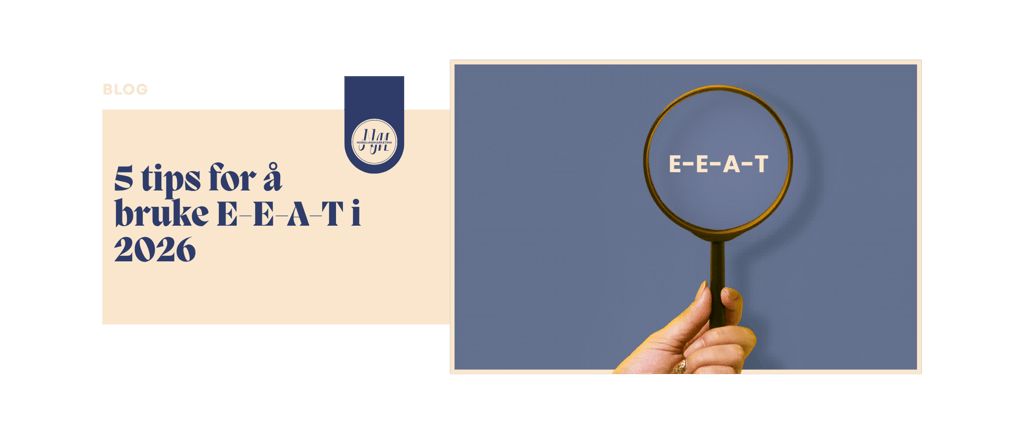 A hand holding a magnifying glass over the text E-E-A-T, illustrating SEO strategies for 2026.