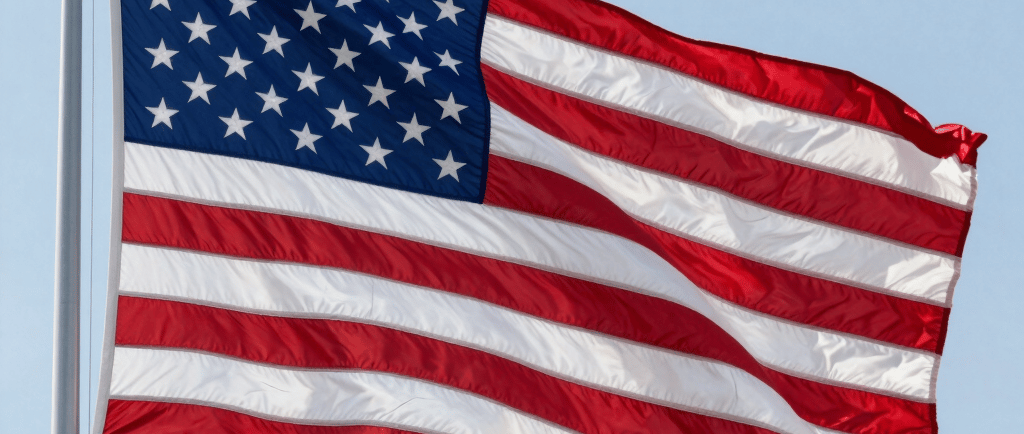 flag of USA on grass field