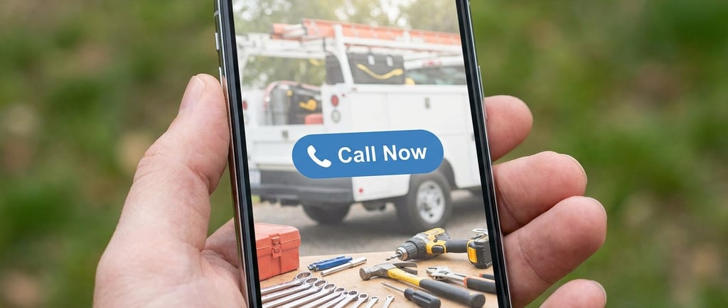 Mobile website design for a Clinton MO service business featuring a prominent click to call button
