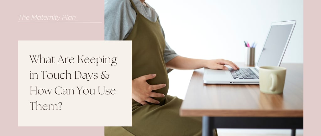Pregnant woman working on laptop preparing for maternity leave