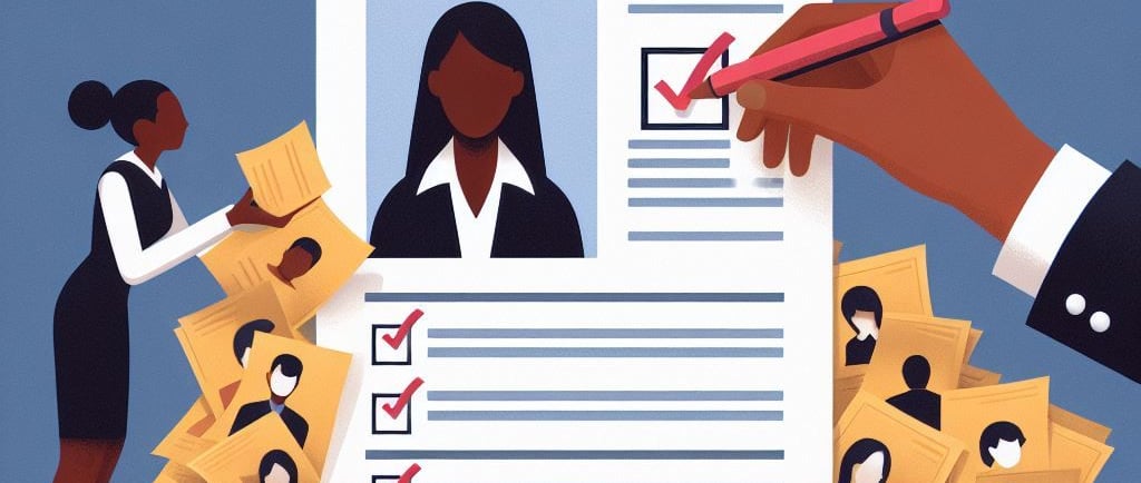 Illustration of a resume with hands checking off items