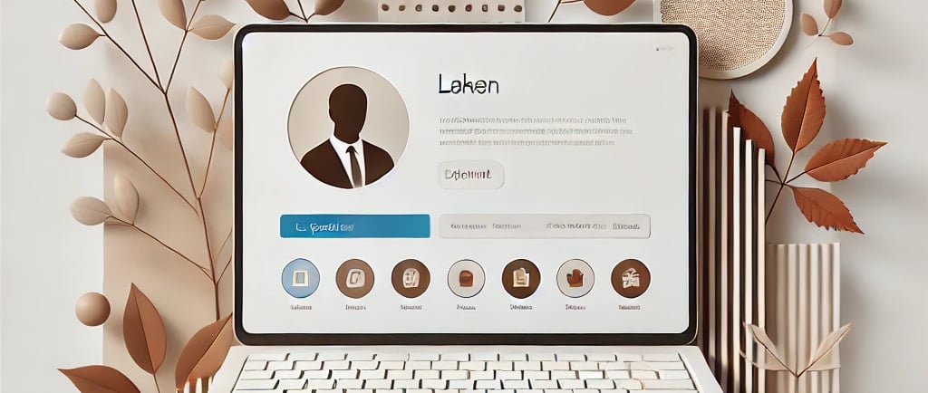 a laptop computer sitting on a desk with a linked linked linkedin