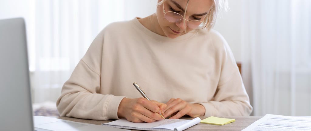Woman taking a test. 