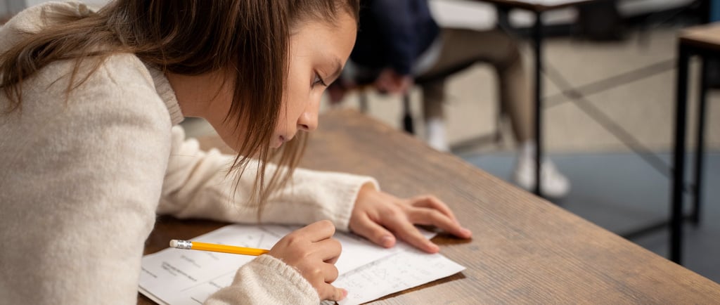 Woman taking a test