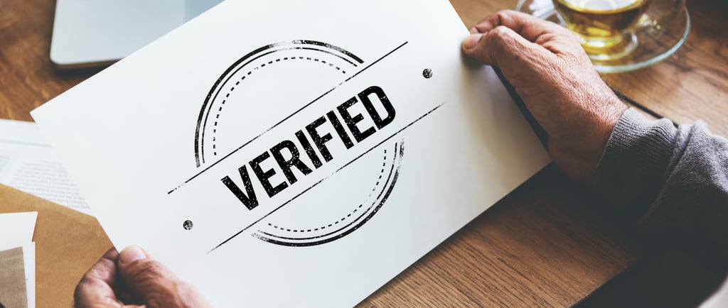 verified stamp on a piece of paper
