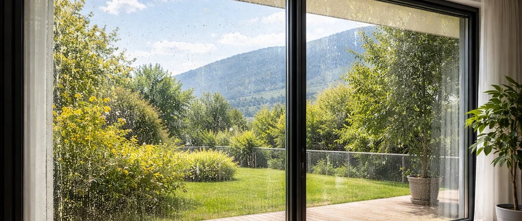 Vitres exposées au pollen et à l’environnement naturel dans le Pays de Gex