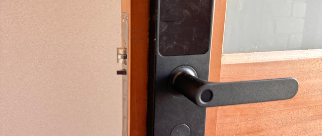 Professional installation of Aqara A100 smart lock on residential door in Melbourne — smart lock