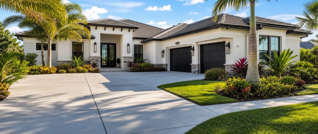 Well-maintained concrete driveway at a modern home in Apopka, FL