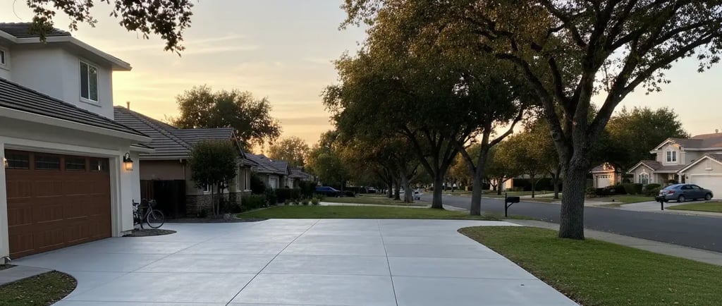 Freshly resurfaced concrete driveway in Davis, CA