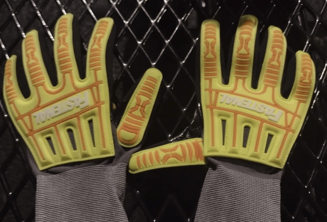 The grotesque gloves contain an ominous message