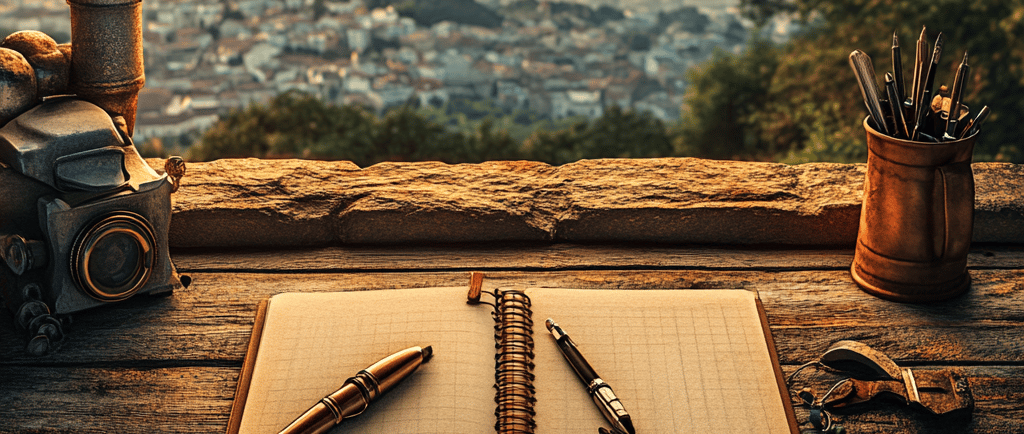 Journal looking out over city