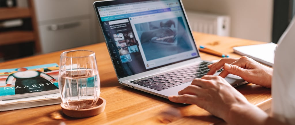 Virtual assistant working remotely on a laptop