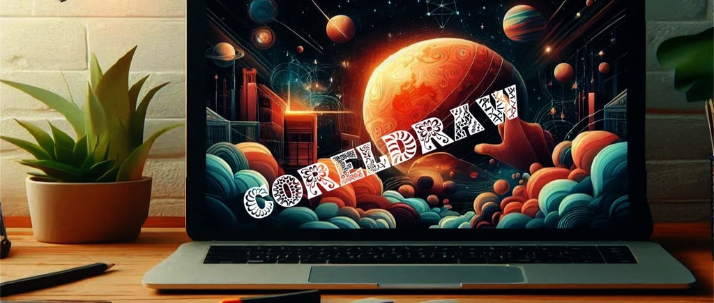 Coreldraw written beautifully across a laptop screen