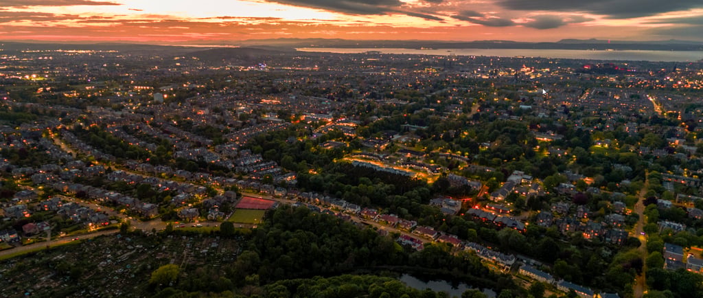 Golden hour view over Edinburgh