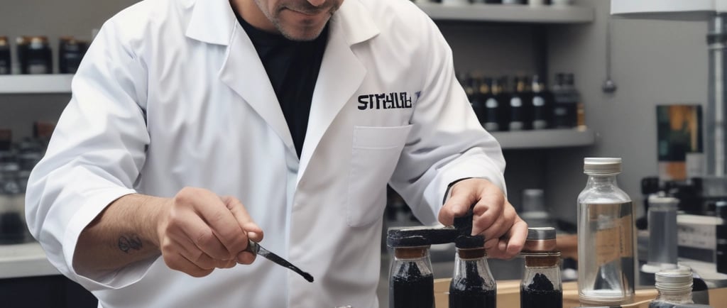 A close-up of pure shilajit resin on a natural stone background.