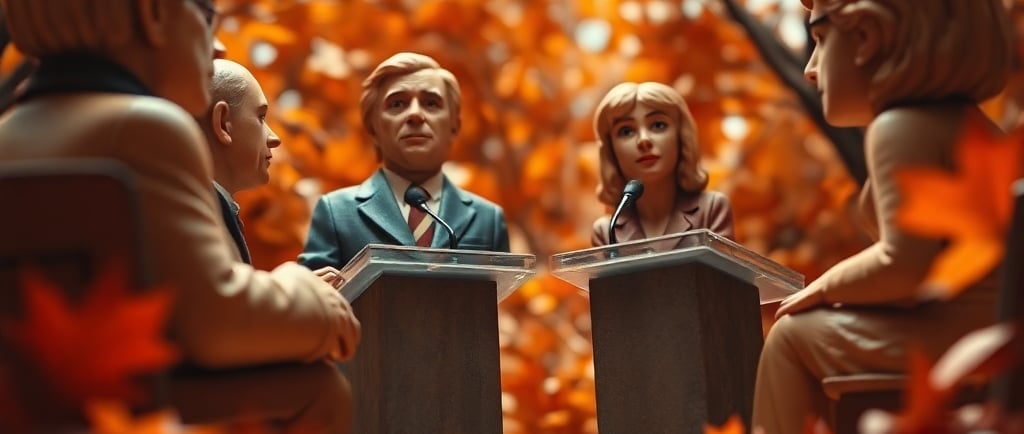 Statues of people ready to debate