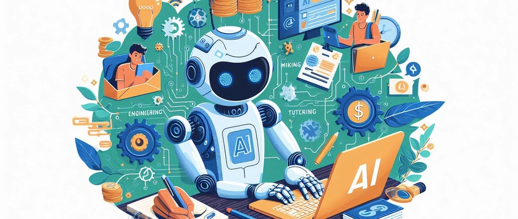 AI robot using a computer to do work