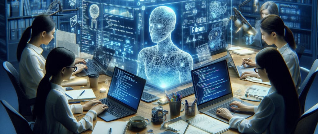 AI writing code automatically at biug tech companies while people sit at their desks