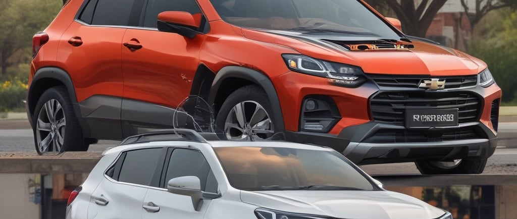 A red sports car parked in front of a building