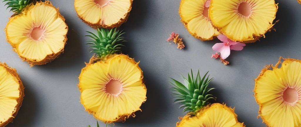 dried pineapple flowers on a grey table top