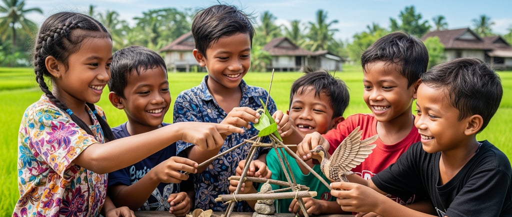 enam orang anak bermain bersama