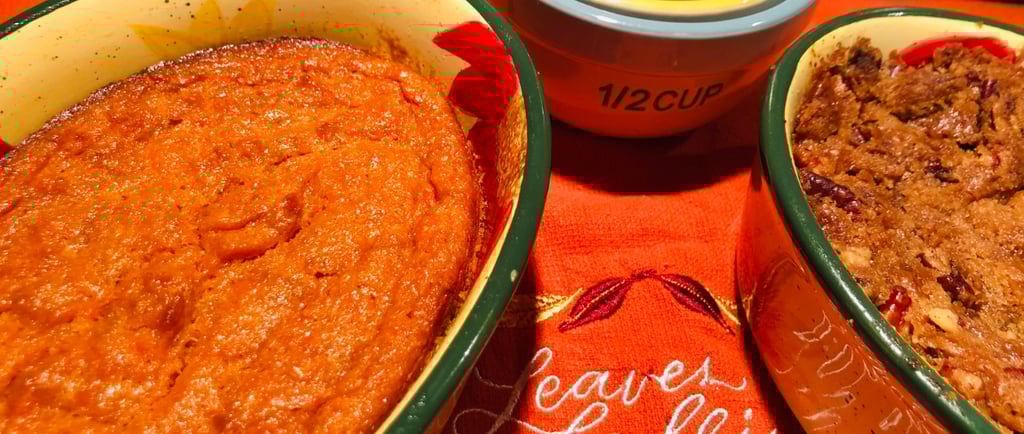 casserole with fall decor