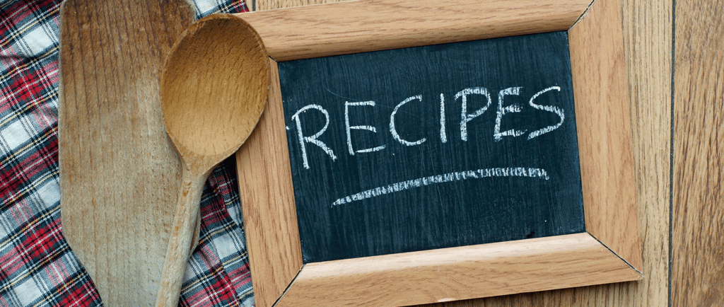 recipe sign on kitchen table