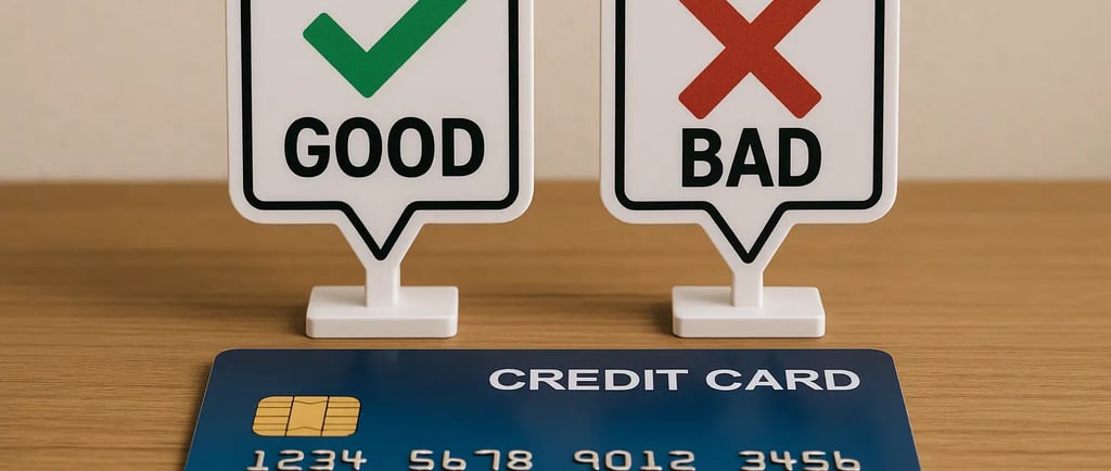 A credit card placed on a desk representing the debate on whether credit cards are good or bad for financial health.