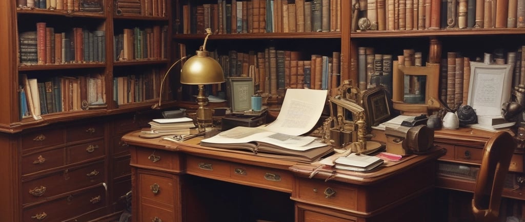 A thoughtful person reading a philosophical book in a cozy study.