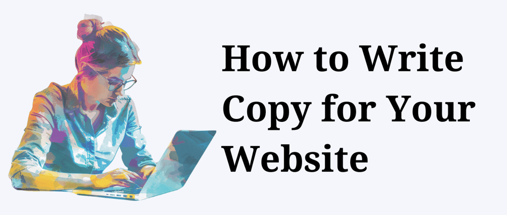 colourful image of a woman using a laptop - how to write copy for your website