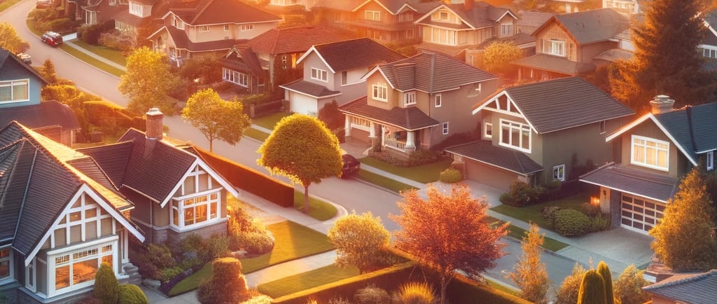 a neighborhood with a lot of houses and trees