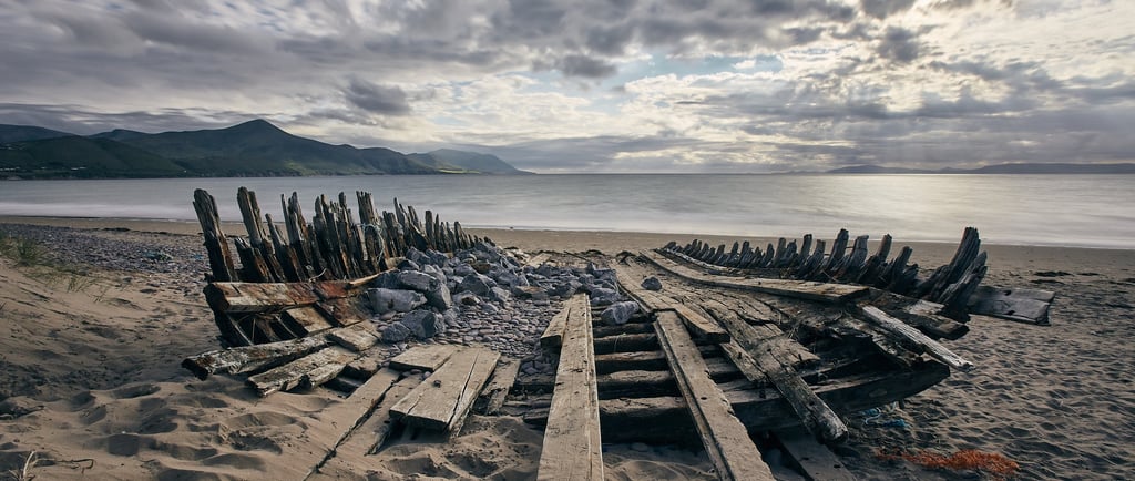 ruins of boats on the beach of dunkirk