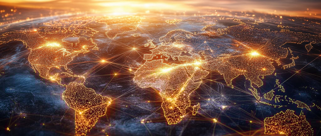 a map showing every continent linked