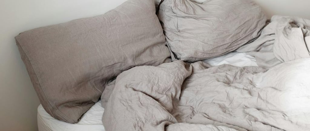 an unmade bed
