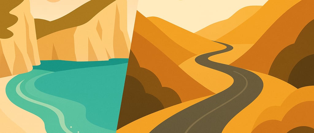 Cala simbolica e strada tra colline minimal, viaggio e contrasto – Mallorca Unlocked