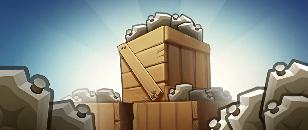 jerricans in crates in a cartoonish style
