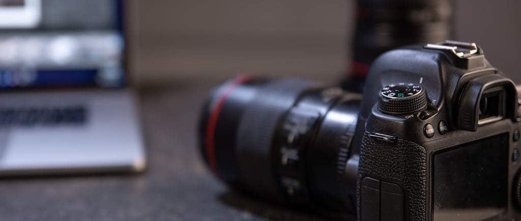 Professional camera on a desk