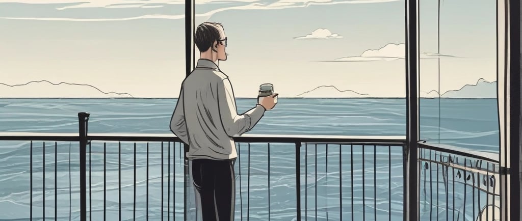 man sitting while holding a book watching on body of water