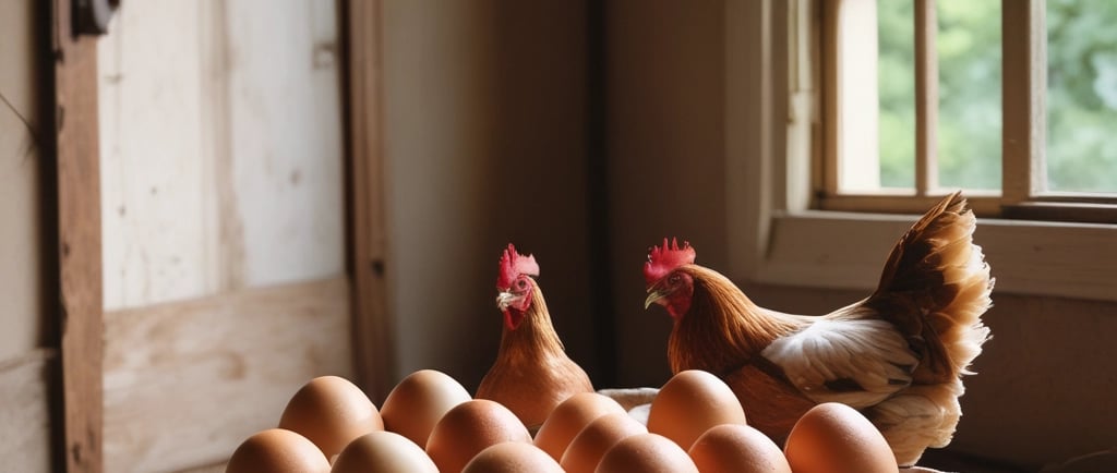 brown egg and chiken in the local farm