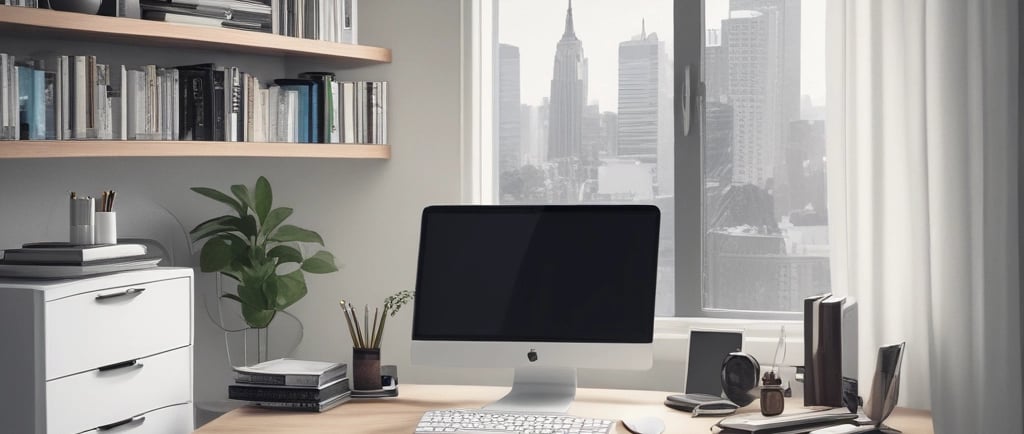 iMac turned off on white desk
