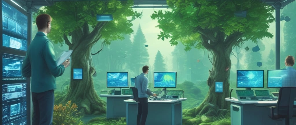 a man standing in front of a computer screen