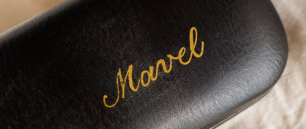 Hot foiling on eyeglass case for an NYC product launch by Handwritten by Belle.